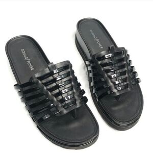 Donald J. Pliner Cara Black Platform Woven Slide Sandals Size 10 Narrow